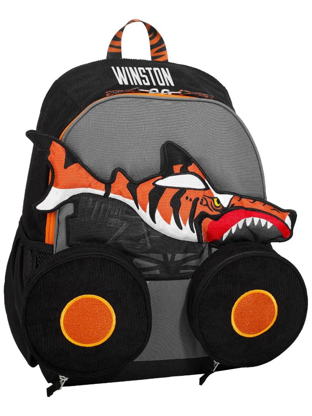 Pottery Barn Mackenzie Hot Wheels Monster Trucks Tiger Shark Backpack NEW